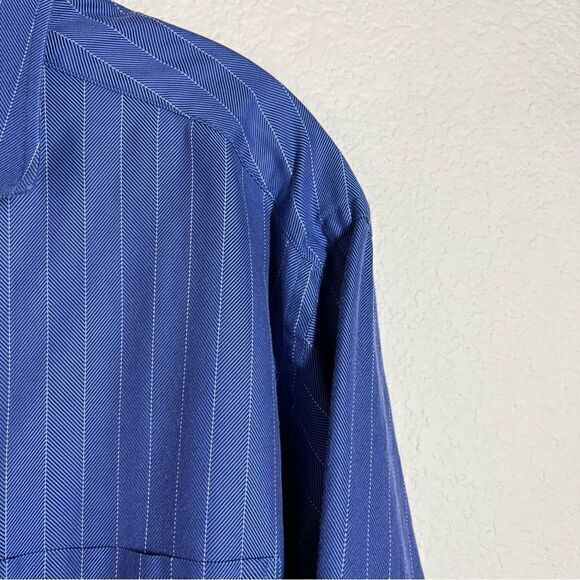 Tommy Bahamma Blue Stripes Long Sleeve Cotton Button Down Shirt Mens Size 16 1/2 - Picture 6 of 7